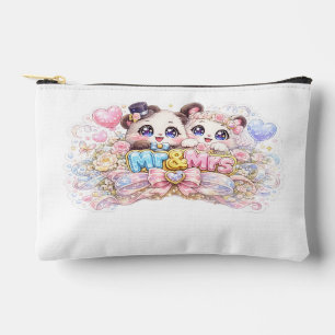 Süßes Kawaii Herr und Frau Panda Paar Pastellrosa Zubehörtasche
