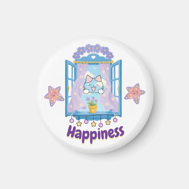 Süßes Kawaii-Kätzchen-Design Magnet (Vorne)