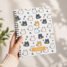Süßes Kawaii-Katzenmuster Personalisiertes Spiral