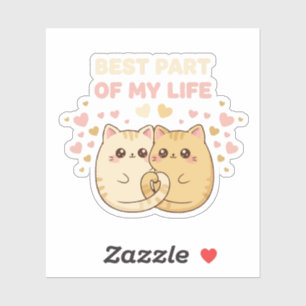 Süßes Kawaii-Katzenpaar verliebt   Bester Teil Aufkleber
