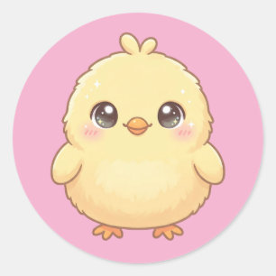 Süßes Kawaii-Küken-Rund-Sticker-Blatt Runder Aufkleber