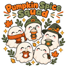Süßes Kawaii-Oranges-Geist-Kürbisgewürz-Design