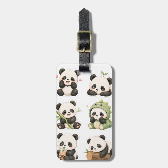 Süßes Kawaii-Panda-Bärchen-Muster-Gepäckanhänger Gepäckanhänger (Vorderseite vertikal)
