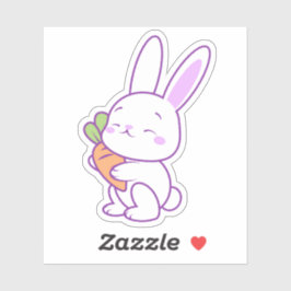 Süßes Kawaii Pastell Lila Kaninchen mit Karotte Aufkleber