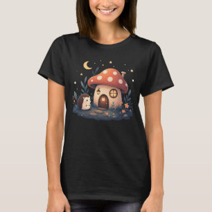 Süßes Kawaii Pilzhaus Igel T-Shirt