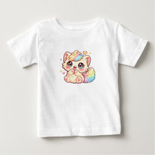 Süßes Kawaii-Regenbogen-Kätzchen-Pastell-Fluffiges Baby T-shirt