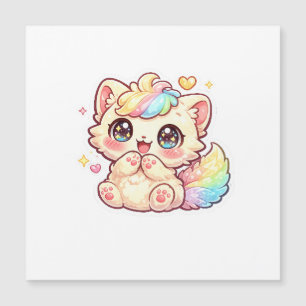 Süßes Kawaii-Regenbogen-Kätzchen-Pastell-Fluffiges Magnetkarte