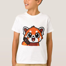 Süßes Kawaii-Rotpanda-Cartoon-T-Shirt