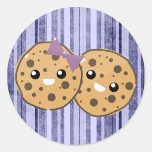 Süßes Kawaii Schokoladen Chip Cookie Paar Runder Aufkleber