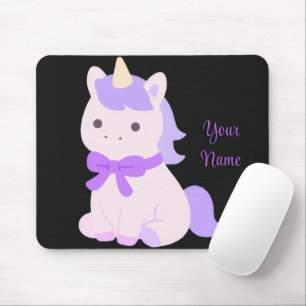 Süßes Kawaii-Sitz-Einhorn Lila Maßgeschneiderter M Mousepad