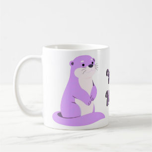 Süßes Kawaii stehendes lila Seeotter-Mug Kaffeetasse