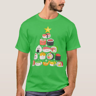 Süßes Kawaii-Sushi-Christbaum-Lachs-Maki Japan T-Shirt
