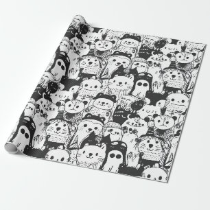 Süßes Kawaii-Tier-Doodle-Muster (1) Geschenkpapier