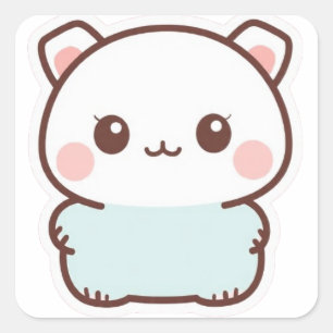 „Süßes Kawaii-Tier-Sticker – Chibi Cute Paste“ Quadratischer Aufkleber
