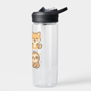Süßes Kawaii-Tier-Sticker-Set Katze, Hund, Fault Trinkflasche