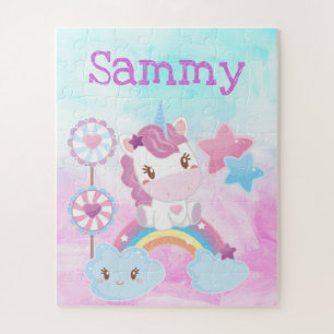 Süßes Kawaii Träumerisches Einhorn Regenbogen Wolk Puzzle