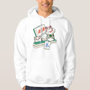 Süßes Kawaii-Trio von Mahjong spielenden Katzen Hoodie