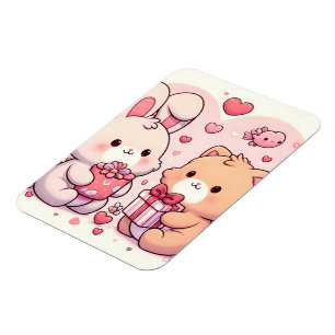 Süßes Kawaii-Valentins-Hasen-Bär-Liebesgeschenk Magnet