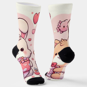Süßes Kawaii Valentinstag-Hasen-Bär-Liebesgeschenk Socken