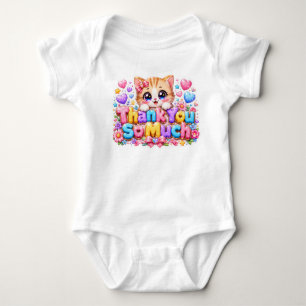 Süßes Kawaii Vielen Dank Katze Pastellrosa Baby Strampler