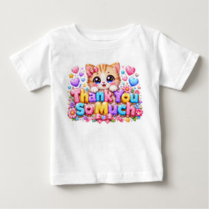 Süßes Kawaii Vielen Dank Katze Pastellrosa Baby T-shirt