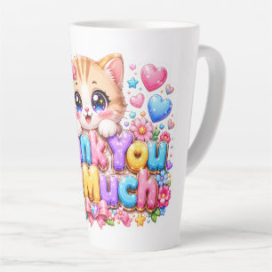 Süßes Kawaii Vielen Dank Katze Pastellrosa Milchtasse