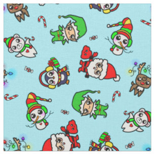 Süßes Kawaii Weihnachtscharaktermuster Stoff