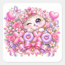 Süßes Kawaii XOXO Katze Pastell Rosa Romantische L
