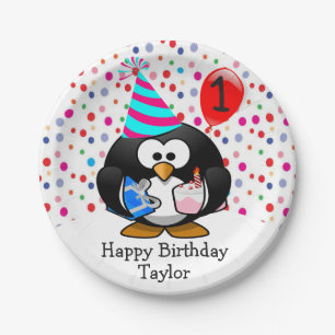 Süßes Kind 1. Geburtstag Pinguin Pappteller