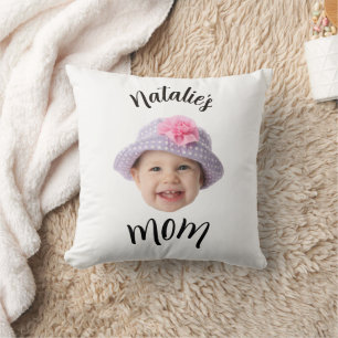 Süßes Kinderbaby-Gesicht Foto Kind Name Mama Kissen