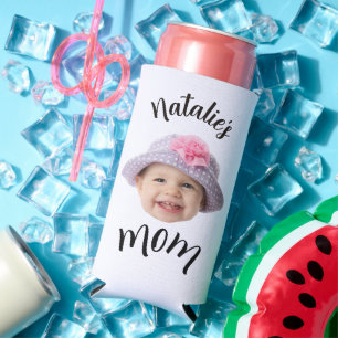 Süßes Kinderbaby-Gesicht Foto Kind Name Mama Selters Dosenkühler