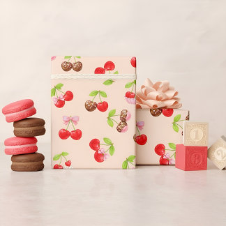 Süßes Kirsch-Dessert-Muster Süß  Geschenkpapier