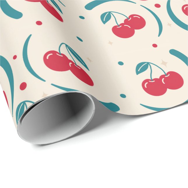 Süßes Kirsch-Hochzeitsdusche-Geschenk Retro-Muster Geschenkpapier (Rolleneckpunkt)