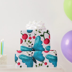 Süßes Kirsch-Schmetterlingsmuster, Glänzende Kawai Geschenkpapier