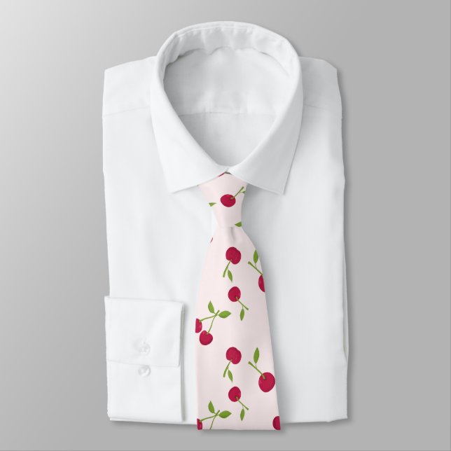 Süßes Kirschdruck-Muster Coquette Rosa Monogramm Krawatte (Gebunden)