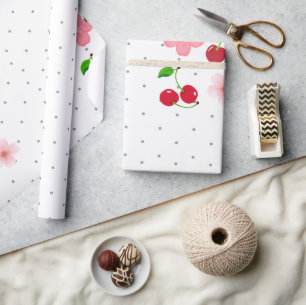 Süßes Kirschen- und Kirschblütenmuster-Geschenkpap Geschenkpapier
