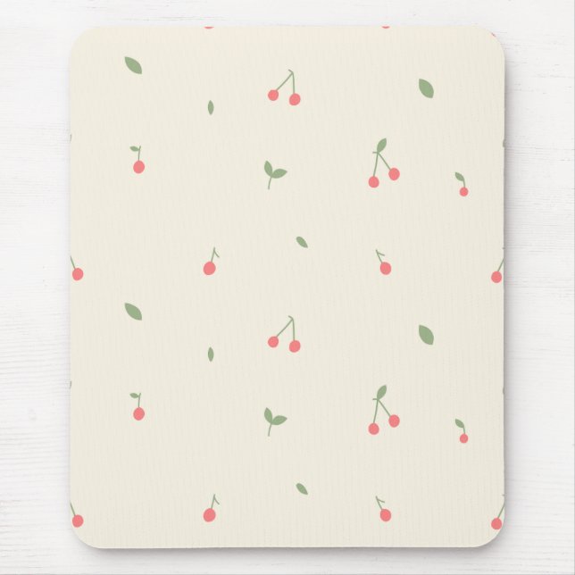 Süßes Kirschenmuster – Minimale Fruchtoptik Mousepad (Vorne)