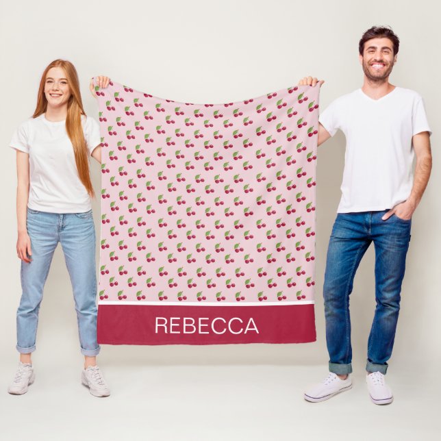 Süßes Kirschenmuster Personalisiert Fleecedecke (Beispiel)