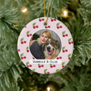 Süßes Kirschenmuster Personalisiertes Foto Keramik Ornament