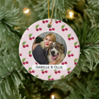 Süßes Kirschenmuster Personalisiertes Foto Keramik Ornament