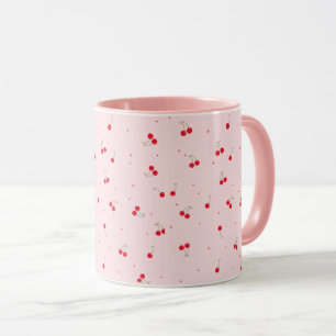 Süßes Kirschenmuster Rosa Ästhetik Nahtlos Tasse