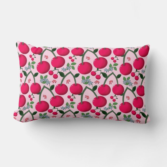 Süßes Kirschmuster, glänzende Kawaii-Frucht Lendenkissen (Vorderseite)