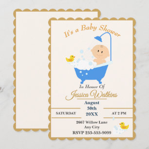 Süßes klassisches Baby-Shower-Badewannen-Design Einladung