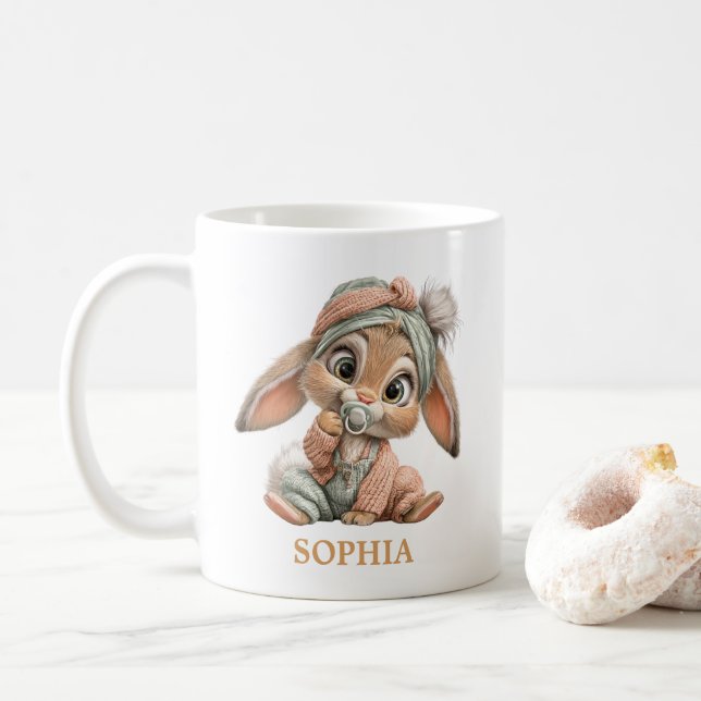 Süßes kleines Babykaninchen Kaffeetasse (Mit Donut)