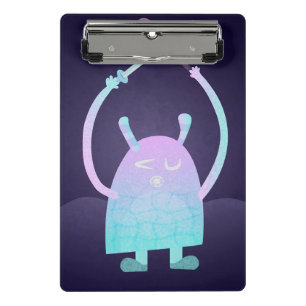 Süßes kleines blaues Monster Mini Klemmbrett