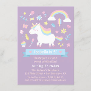 Süßes kleines Einhorn Regenbogen Mädchen Geburtsta Einladung