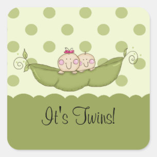 Süßes kleines Erbsen-Baby paart quadratischen Quadratischer Aufkleber