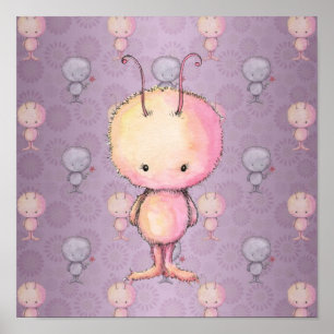 Süßes kleines flauschiges Monster Poster