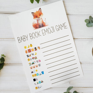 Süßes kleines Fuchs-Buch-Emoji-Baby-Shower-Spiel Poster