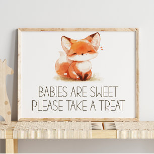 Süßes kleines Fuchs-Karo-Baby-Party-Süßigkeiten-Sc Poster